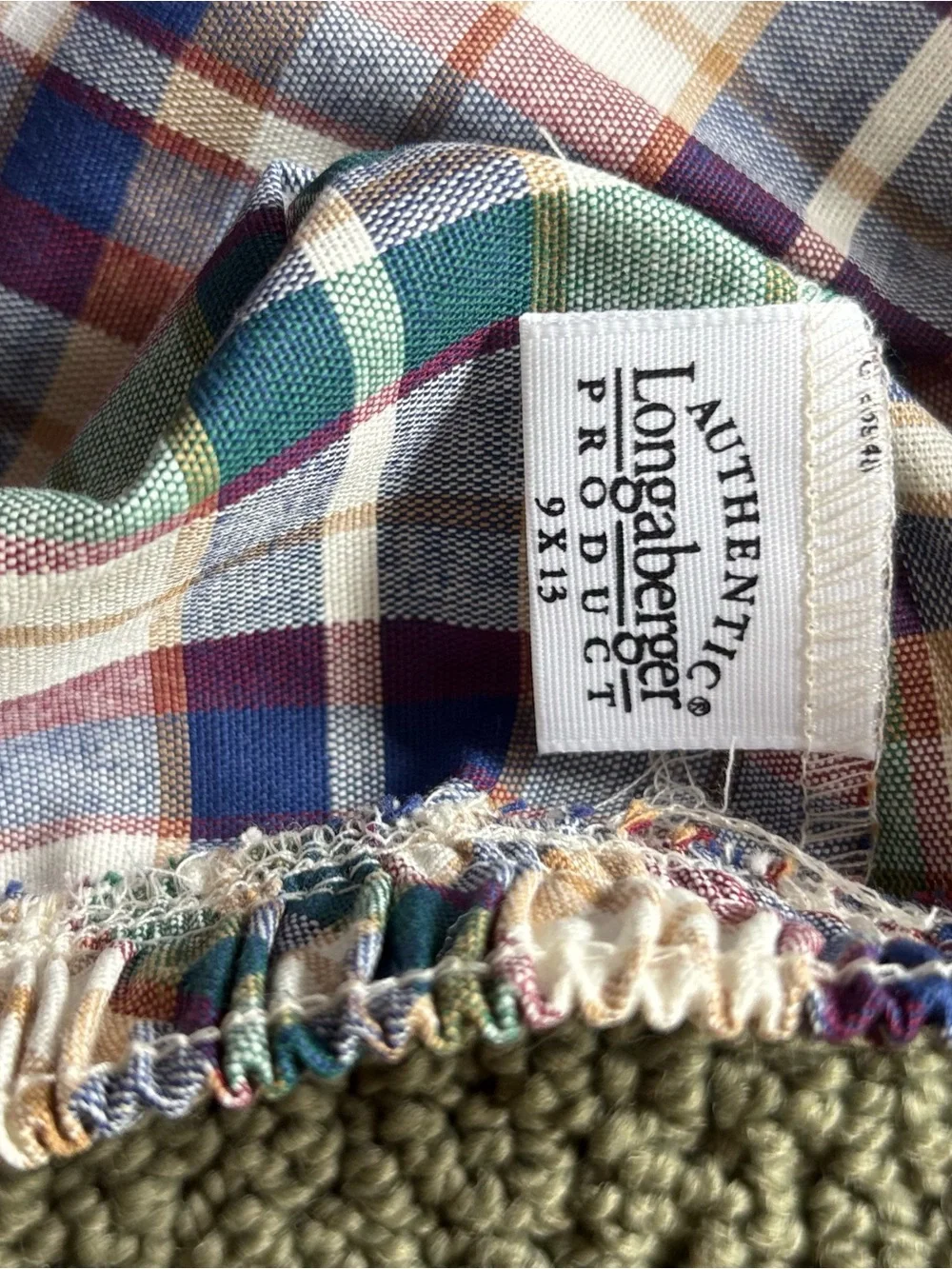 NWT Longaberger basket Woven Traditions Plaid cloth liner 9 x 13 rectangle  new